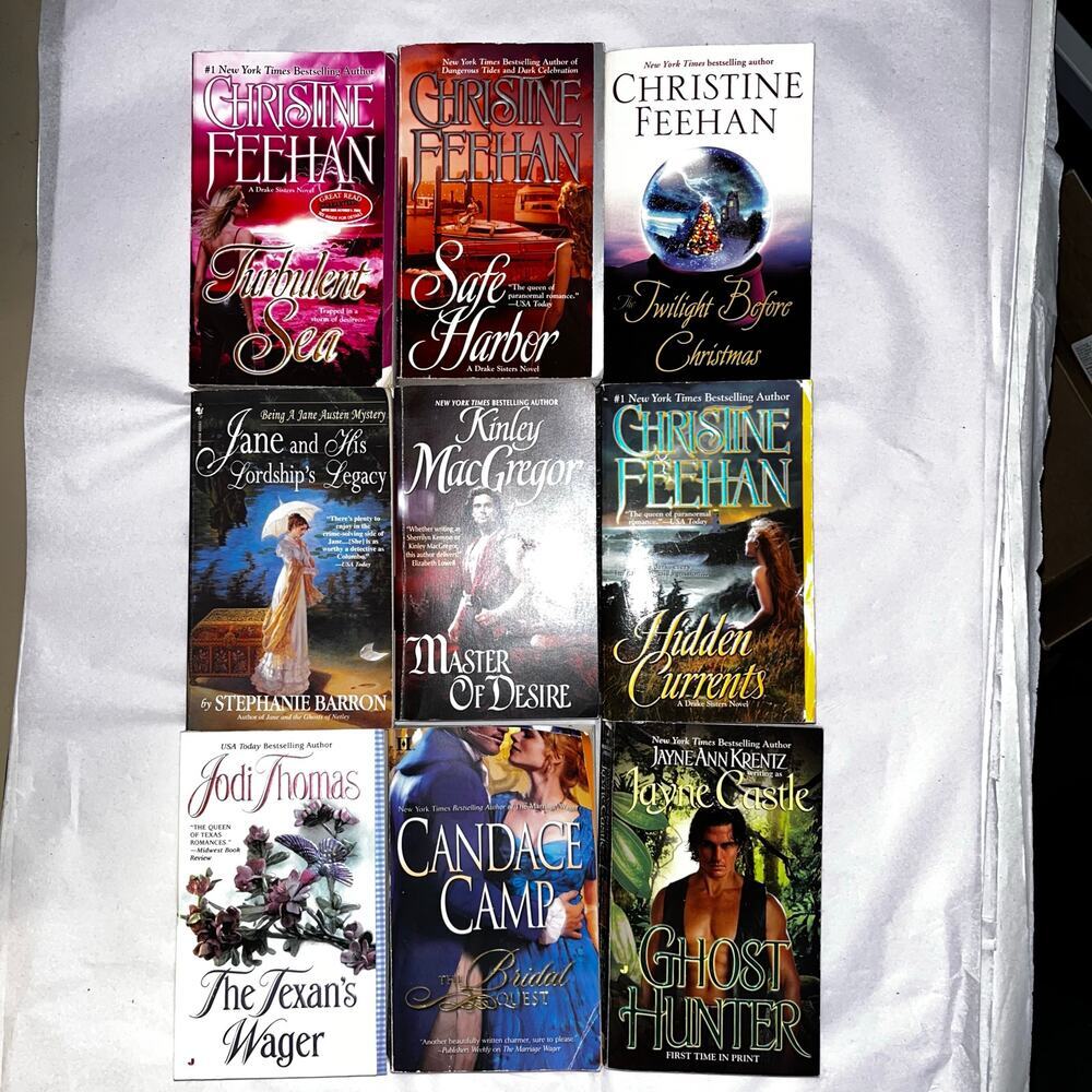 Christine Feehan & Mixed Romance Authors Paperback Book Bundle Lot (9 Novels)